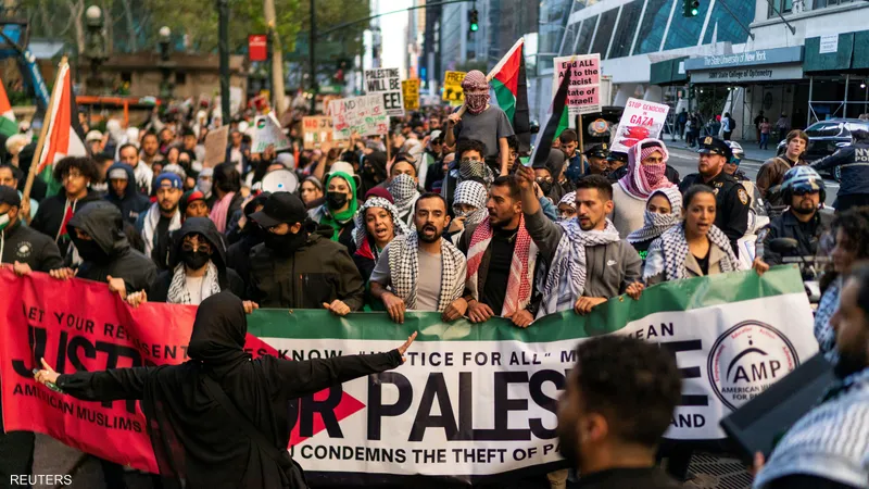آلاف المتظاهرين في نيويورك دعما لفلسطين