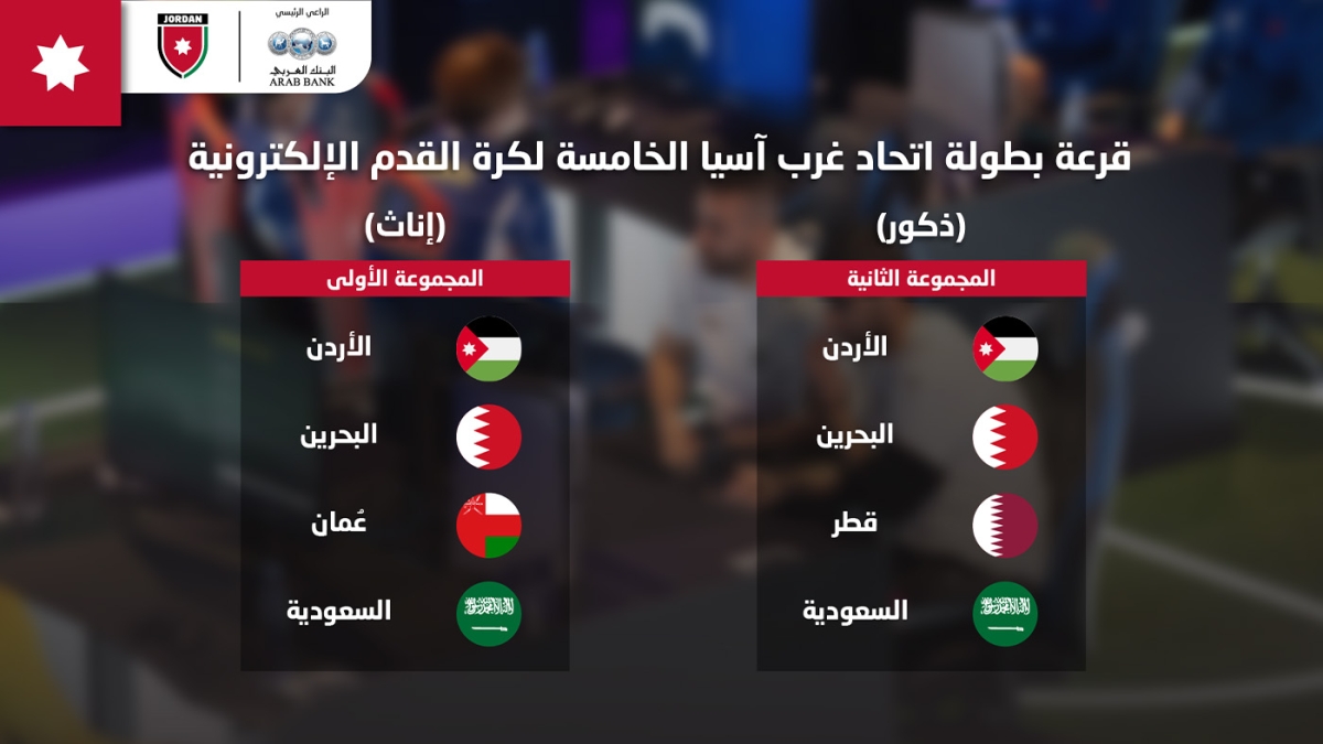 سحب قرعة بطولة غرب آسيا لكرة القدم ألإلكترونية