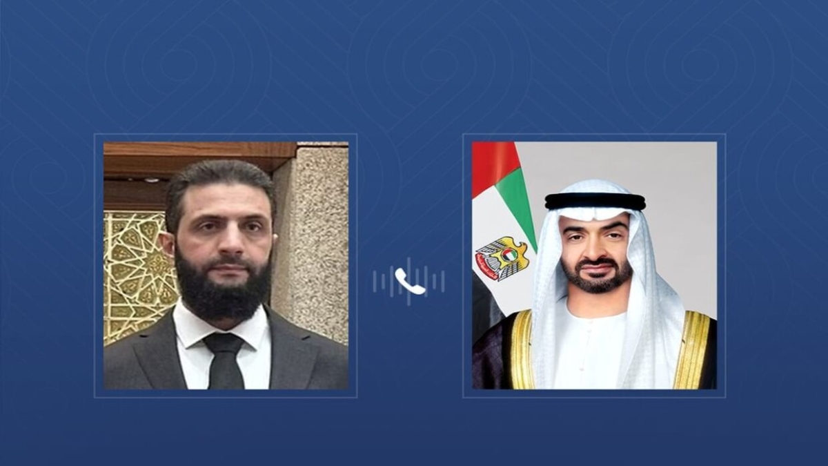 سانا: أحمد الشرع والشيخ محمد بن زايد يناقشان سبل تعزيز العلاقات الثنائية بين سوريا والإمارات