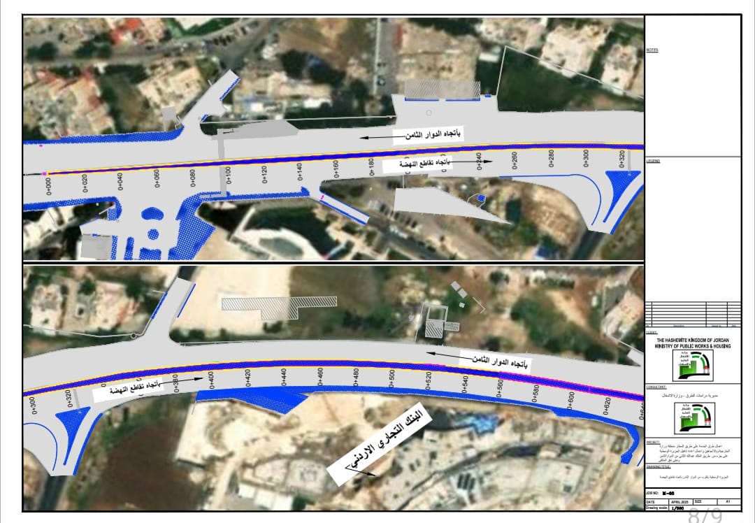 الأشغال تطلق مشروعاً لإنشاء طريق خدمة على طريق المطار وتأهيل الجزيرة الوسطية بين الدوار الثامن وجسر الملتقى