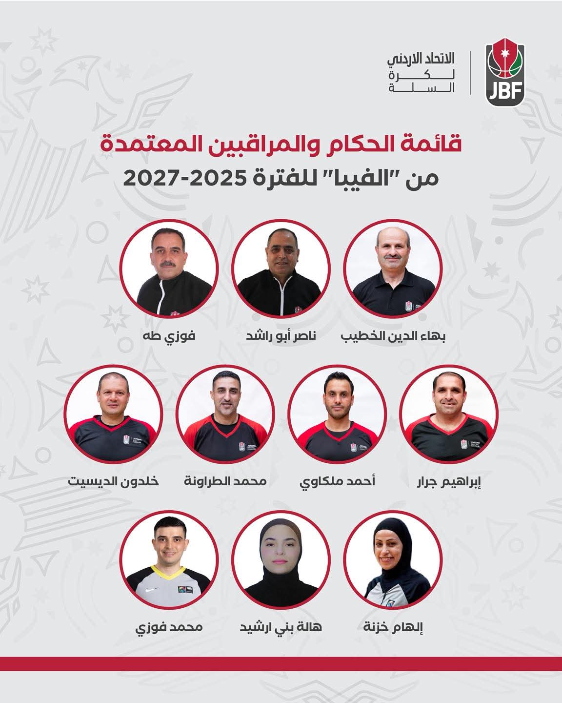 فيبا يعتمد 10 حكام أردنيين ضمن القائمة الدولية للفترة 20272025